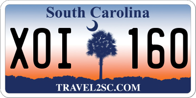 SC license plate XOI160