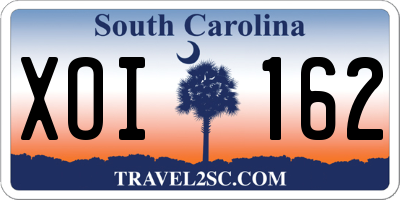 SC license plate XOI162