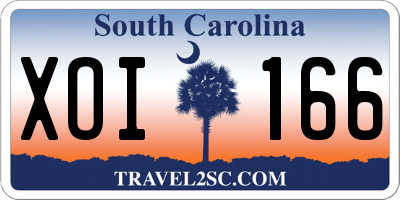 SC license plate XOI166