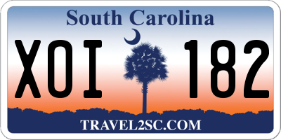 SC license plate XOI182