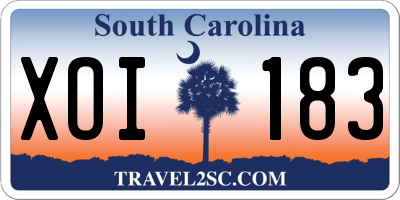 SC license plate XOI183
