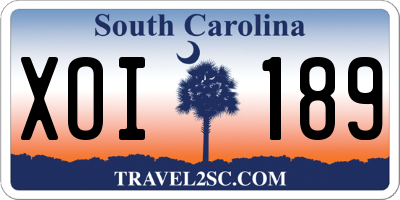SC license plate XOI189
