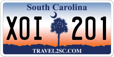 SC license plate XOI201