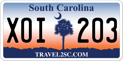 SC license plate XOI203