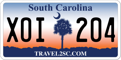 SC license plate XOI204