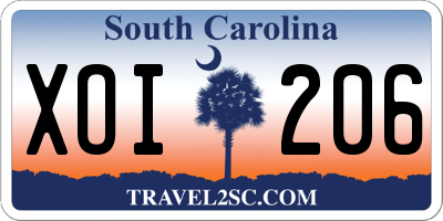 SC license plate XOI206
