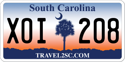 SC license plate XOI208
