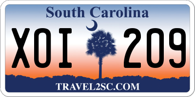 SC license plate XOI209