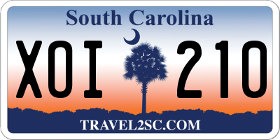 SC license plate XOI210