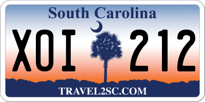 SC license plate XOI212