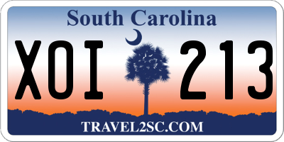SC license plate XOI213