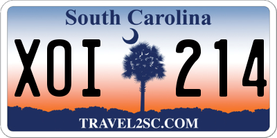 SC license plate XOI214
