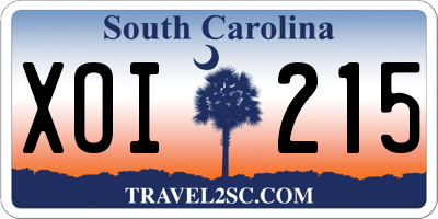 SC license plate XOI215