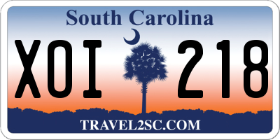 SC license plate XOI218