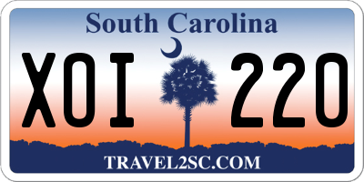 SC license plate XOI220