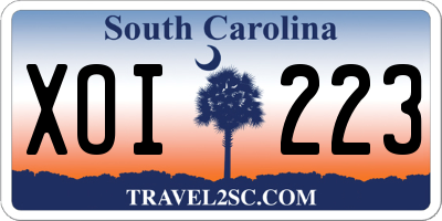 SC license plate XOI223
