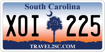 SC license plate XOI225