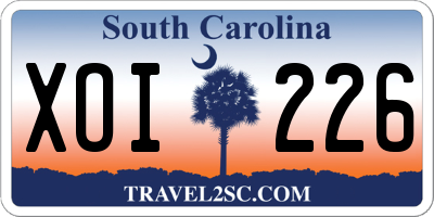 SC license plate XOI226