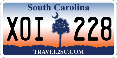 SC license plate XOI228