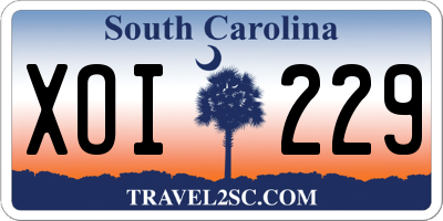 SC license plate XOI229