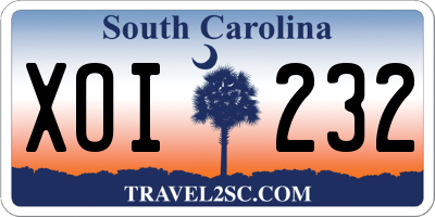 SC license plate XOI232