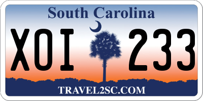 SC license plate XOI233