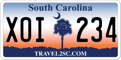 SC license plate XOI234