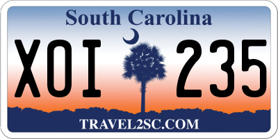 SC license plate XOI235