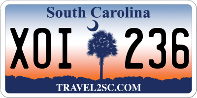 SC license plate XOI236