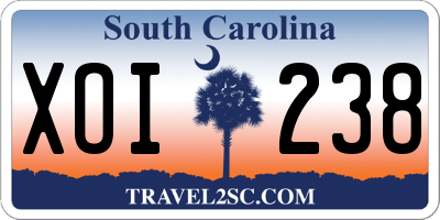 SC license plate XOI238