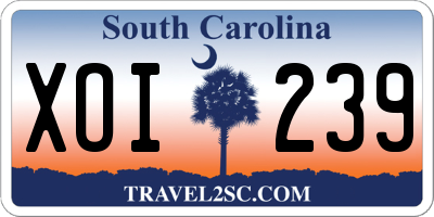 SC license plate XOI239
