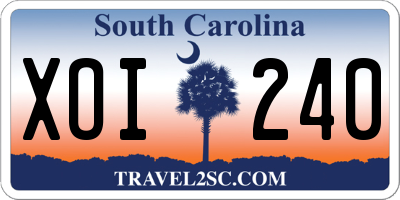 SC license plate XOI240
