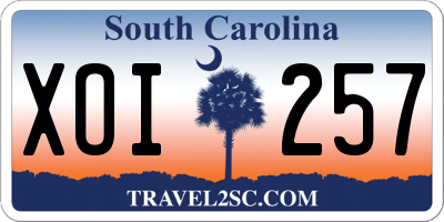 SC license plate XOI257