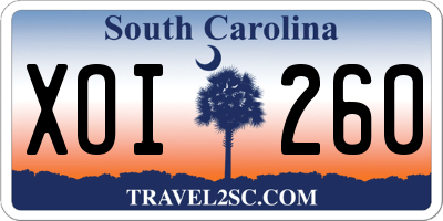 SC license plate XOI260