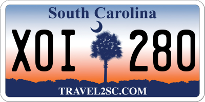 SC license plate XOI280