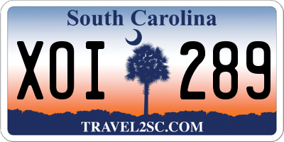 SC license plate XOI289