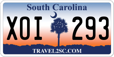 SC license plate XOI293