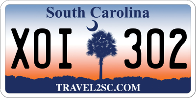 SC license plate XOI302