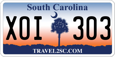 SC license plate XOI303