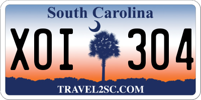 SC license plate XOI304