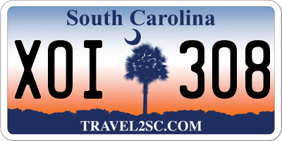 SC license plate XOI308