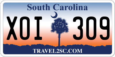 SC license plate XOI309
