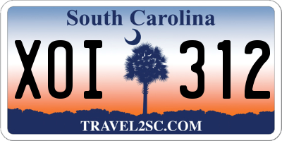 SC license plate XOI312