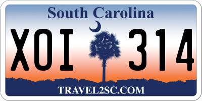 SC license plate XOI314