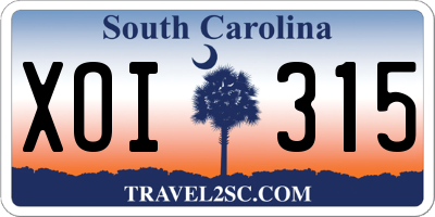 SC license plate XOI315
