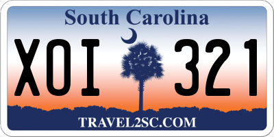 SC license plate XOI321