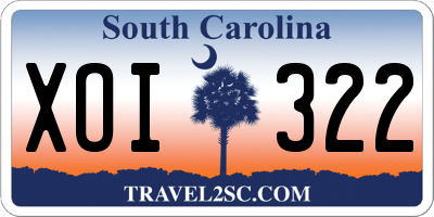 SC license plate XOI322