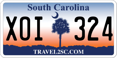 SC license plate XOI324