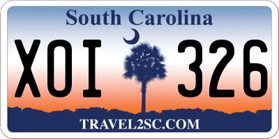 SC license plate XOI326