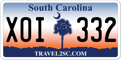 SC license plate XOI332